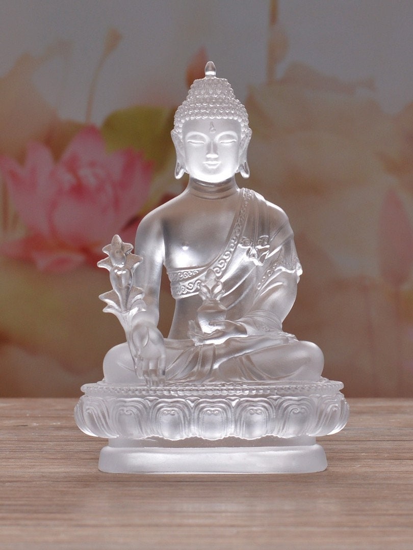 Liu Li Medicine Buddha Statue Ornament Spiritual Religion Crystal Art