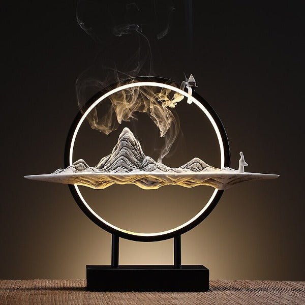 Kunlun Mountains Large Backflow Incense Burner Lamp With LED